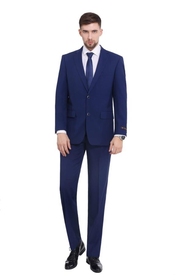 P&L Men's Premium Classic Fit 2 Piece Suit, 2 Button Blazer Jacket & Pants for Big and Tall, Daily Wear, Business & Wedding Cobalt Blue