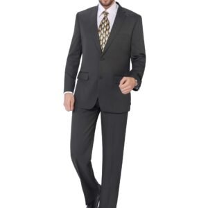 P&L Men's Suits 2 Piece Classic Fit - Polyester Single Breasted 2 Buttons Blazer & Trousers Grey