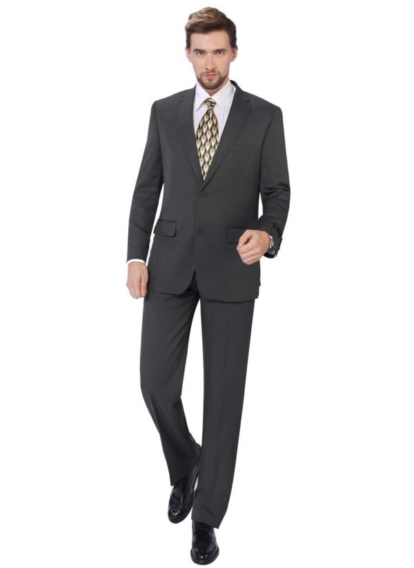 P&L Men's Suits 2 Piece Classic Fit - Polyester Single Breasted 2 Buttons Blazer & Trousers Grey