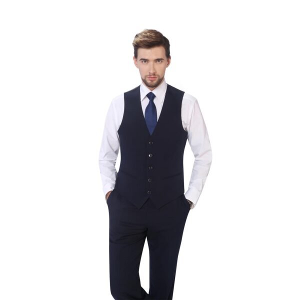 P&L Men's Suit 3 Piece Classic Fit, Single Breasted 2 Buttons Blazer & Flat Front Pants with Vest Navy - Image 5