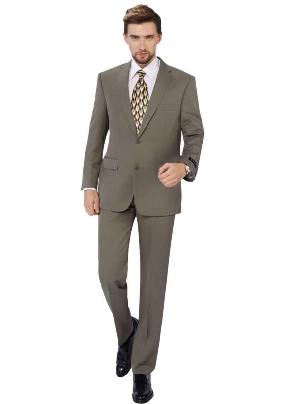 P&L Men's Suits 2 Piece Classic Fit - Polyester Single Breasted 2 Buttons Blazer & Trousers Tan