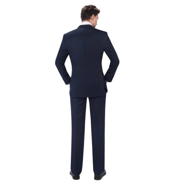 P&L Men's Suits 2 Piece Classic Fit - Polyester Single Breasted 2 Buttons Blazer & Trousers Navy - Image 5