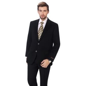 P&L Men's Premium Wool Blend Business Blazer Dress Suit Jacket Black
