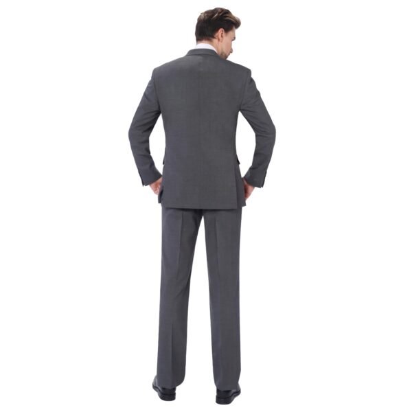 P&L Men's 2 Piece Wool Blend Suits Classic Fit - Single Breasted Two Button Jacket and Pants Set Grey - Image 2