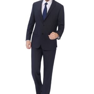 P&L Men's 2 Piece Wool Blend Suits Classic Fit - Single Breasted Two Button Jacket and Pants Set Blue