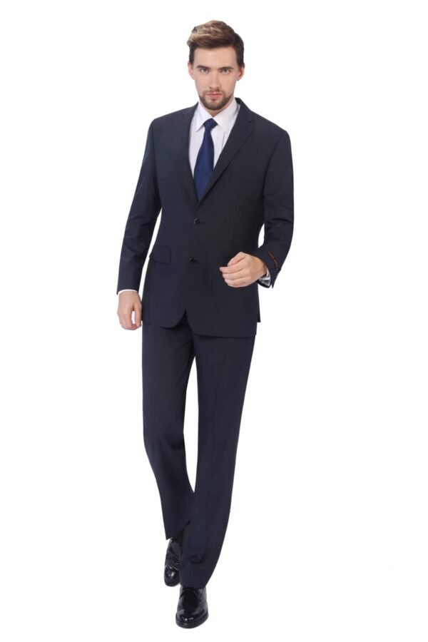 P&L Men's 2 Piece Wool Blend Suits Classic Fit - Single Breasted Two Button Jacket and Pants Set Blue