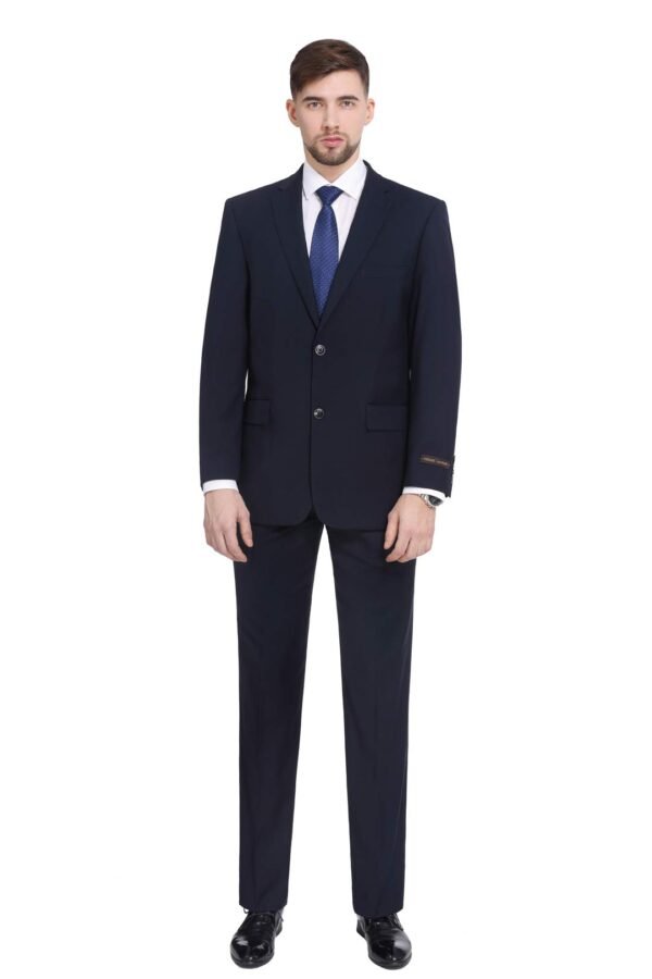 P&L Men's Premium Classic Fit 2 Piece Suit, 2 Button Blazer Jacket & Pants for Big and Tall, Daily Wear, Business & Wedding Navy