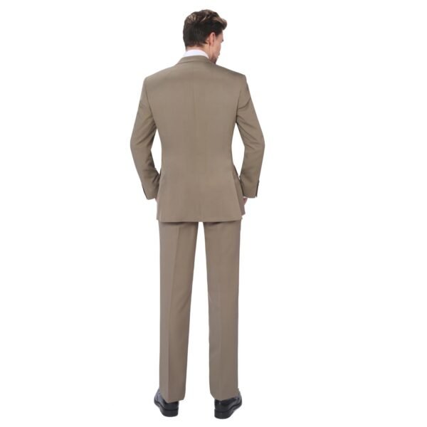 P&L Men's Suits 2 Piece Classic Fit - Polyester Single Breasted 2 Buttons Blazer & Trousers Tan - Image 5