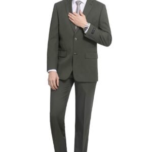 P&L Men's Premium Classic Fit 2 Piece Suit, 2 Button Blazer Jacket & Pants for Big and Tall, Daily Wear, Business & Wedding Olive