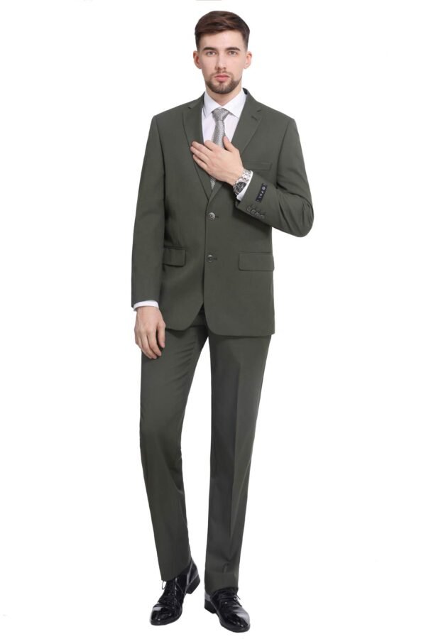 P&L Men's Premium Classic Fit 2 Piece Suit, 2 Button Blazer Jacket & Pants for Big and Tall, Daily Wear, Business & Wedding Olive