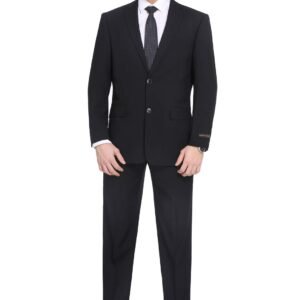 P&L Men's Premium Classic Fit 2 Piece Suit, 2 Button Blazer Jacket & Pants for Big and Tall, Daily Wear, Business & Wedding Black