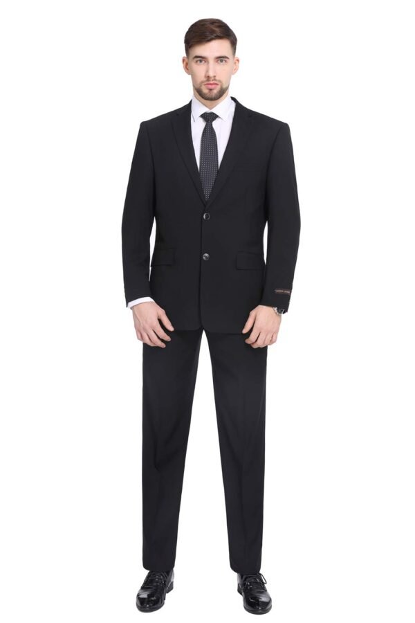P&L Men's Premium Classic Fit 2 Piece Suit, 2 Button Blazer Jacket & Pants for Big and Tall, Daily Wear, Business & Wedding Black