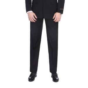 P&L Men's Dress Suit Pants - Flat Front Formal Trousers - Suit Separates Classic/Regular Fit Black