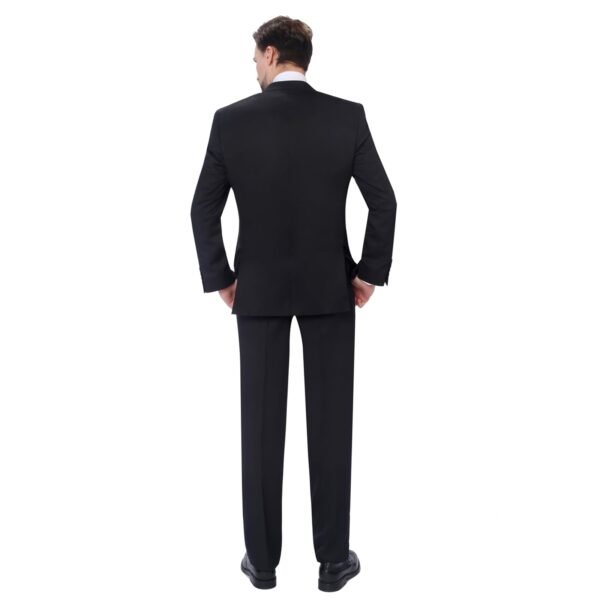 P&L Men's Suits 2 Piece Classic Fit - Polyester Single Breasted 2 Buttons Blazer & Trousers Black - Image 5
