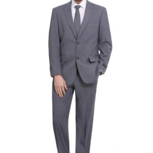 P&L Men's Premium Classic Fit 2 Piece Suit, 2 Button Blazer Jacket & Pants for Big and Tall, Daily Wear, Business & Wedding Grey