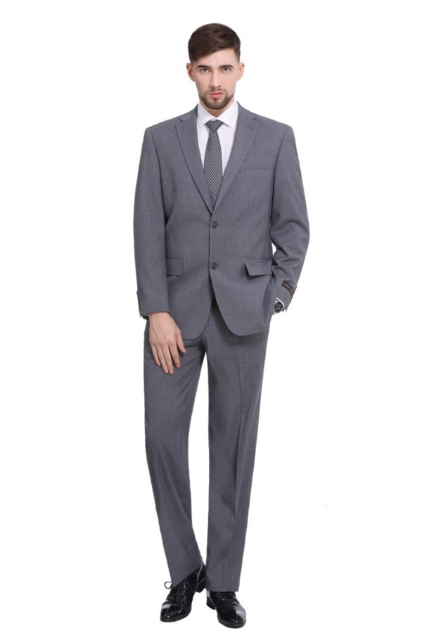 P&L Men's Premium Classic Fit 2 Piece Suit, 2 Button Blazer Jacket & Pants for Big and Tall, Daily Wear, Business & Wedding Grey