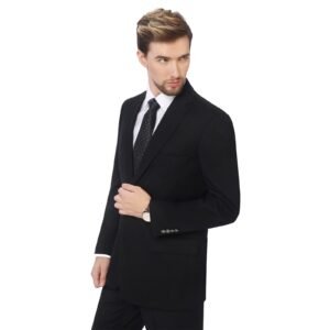 P&L Men's Sport Coat Classic Fit Blazer for Men Lightweight 2 Button Stretch Jacket in Solid & Plaid for Business & Casual Black