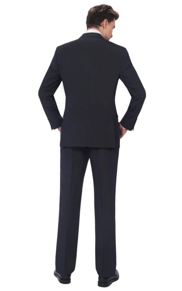 P&L Men's 2 Piece Wool Blend Suits Classic Fit - Single Breasted Two Button Jacket and Pants Set Blue - Image 2