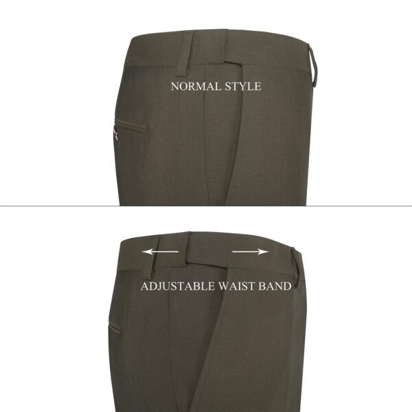 P&L Men's 2 Piece Slim Fit Suit Set - Stretch Waistband Pants & Two Button Blazer Jacket Olive - Image 2