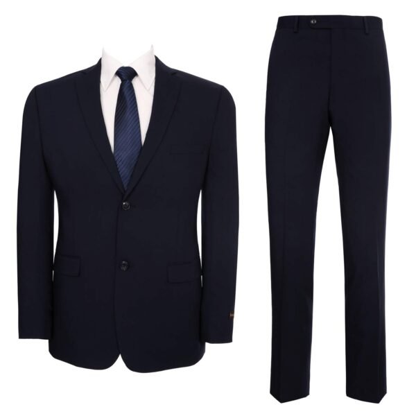 P&L Men's Suit 3 Piece Classic Fit, Single Breasted 2 Buttons Blazer & Flat Front Pants with Vest Navy - Image 2