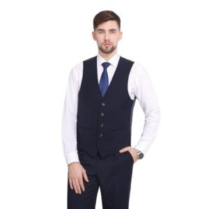 P&L Men's Formal Suit Vest Solid Color Adjustable Back Strap