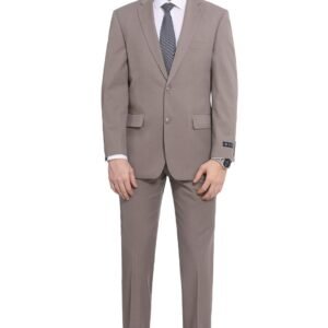 P&L Men's Premium Classic Fit 2 Piece Suit, 2 Button Blazer Jacket & Pants for Big and Tall, Daily Wear, Business & Wedding Tan