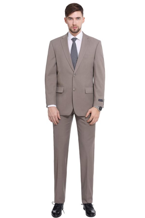 P&L Men's Premium Classic Fit 2 Piece Suit, 2 Button Blazer Jacket & Pants for Big and Tall, Daily Wear, Business & Wedding Tan