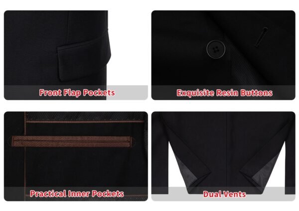 P&L Men's Classic Fit Suit Separates Blazer for Man Suit Jacket Black - Image 5