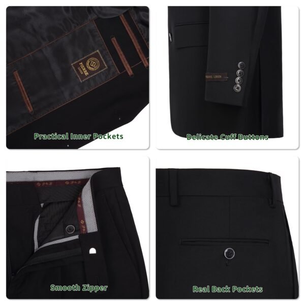 P&L Men's Premium Classic Fit 2 Piece Suit, 2 Button Blazer Jacket & Pants for Big and Tall, Daily Wear, Business & Wedding Charcoal - Image 3