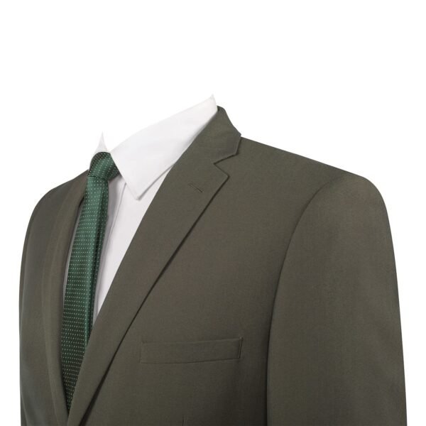 P&L Men's 2 Piece Slim Fit Suit Set - Stretch Waistband Pants & Two Button Blazer Jacket Olive - Image 4