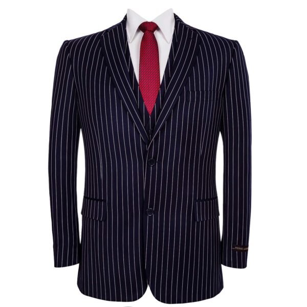 P&L Men's Suit 3-Piece Pinstripe Classic Fit Dress Suits Tuxedo Blazer Jacket Tux Vest & Pants Set - Image 3