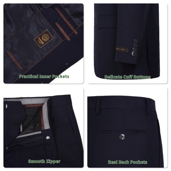 P&L Men's Premium Classic Fit 2 Piece Suit, 2 Button Blazer Jacket & Pants for Big and Tall, Daily Wear, Business & Wedding Navy - Image 4