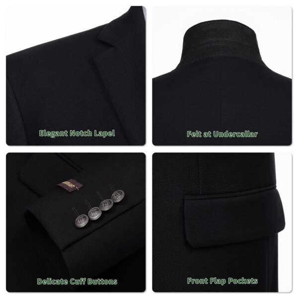 P&L Men's Sport Coat Classic Fit Blazer for Men Lightweight 2 Button Stretch Jacket in Solid & Plaid for Business & Casual Black - Image 3