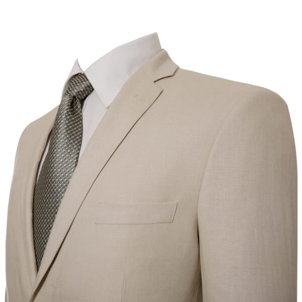 P&L Men's Linen Cotton Blazer - Lightweight and Breathable Slim Fit Suit Jackets - Summer Sport Coats for Any Occasion Beige - Image 5