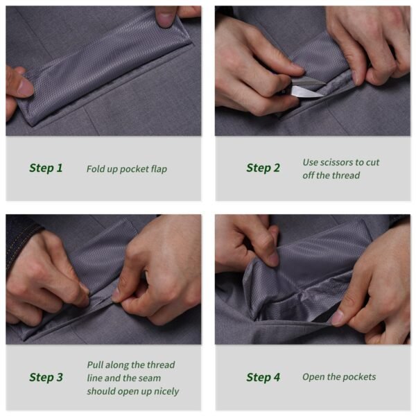 P&L Men's Suits 2 Piece Classic Fit - Polyester Single Breasted 2 Buttons Blazer & Trousers Grey - Image 3