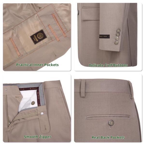 P&L Men's Premium Classic Fit 2 Piece Suit, 2 Button Blazer Jacket & Pants for Big and Tall, Daily Wear, Business & Wedding Tan - Image 3